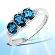 1.35 Carat Genuine London Blue Topaz and White Diamond .925 Sterling Silver Ring