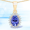 0.86 Carat Genuine Tanzanite and White Diamond 14K Yellow Gold Pendant