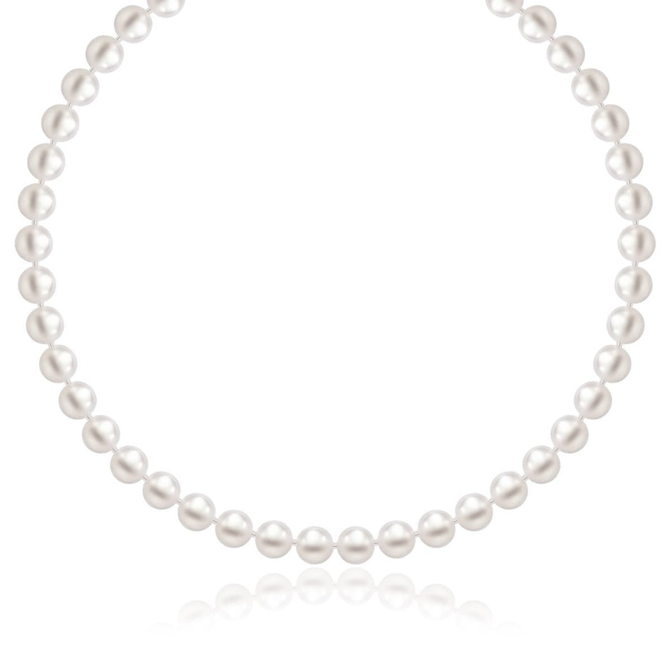 14k Yellow Gold Necklace with White Freshwater Cultured Pearls (6.0mm to 6.5mm)