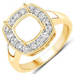 0.48 Carat Genuine White Diamond 14K Yellow Gold Semi Mount Ring - holds 8x8mm Cushion Gemstone