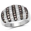 0.83 Carat Genuine Champagne Diamond and White Diamond .925 Sterling Silver Ring