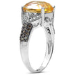 4.69 Carat Genuine Citrine, Champagne Diamond & White Diamond .925 Sterling Silver Ring