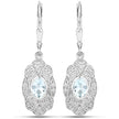 0.96 Carat Genuine Aquamarine and White Topaz .925 Sterling Silver Earrings