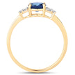 1.08 Carat Genuine Blue Sapphire and White Diamond 14K Yellow Gold Ring