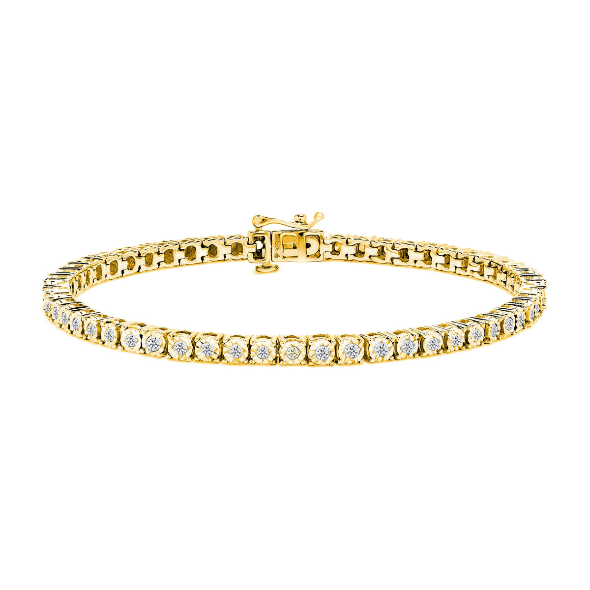 .925 Sterling Silver 1.0 Cttw Miracle-Set Diamond Round Faceted Bezel Tennis Bracelet (I-J Color, I3 Clarity) - 7