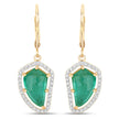 7.56 Carat Genuine Colombian Emerald and White Diamond 14K Yellow Gold Earrings