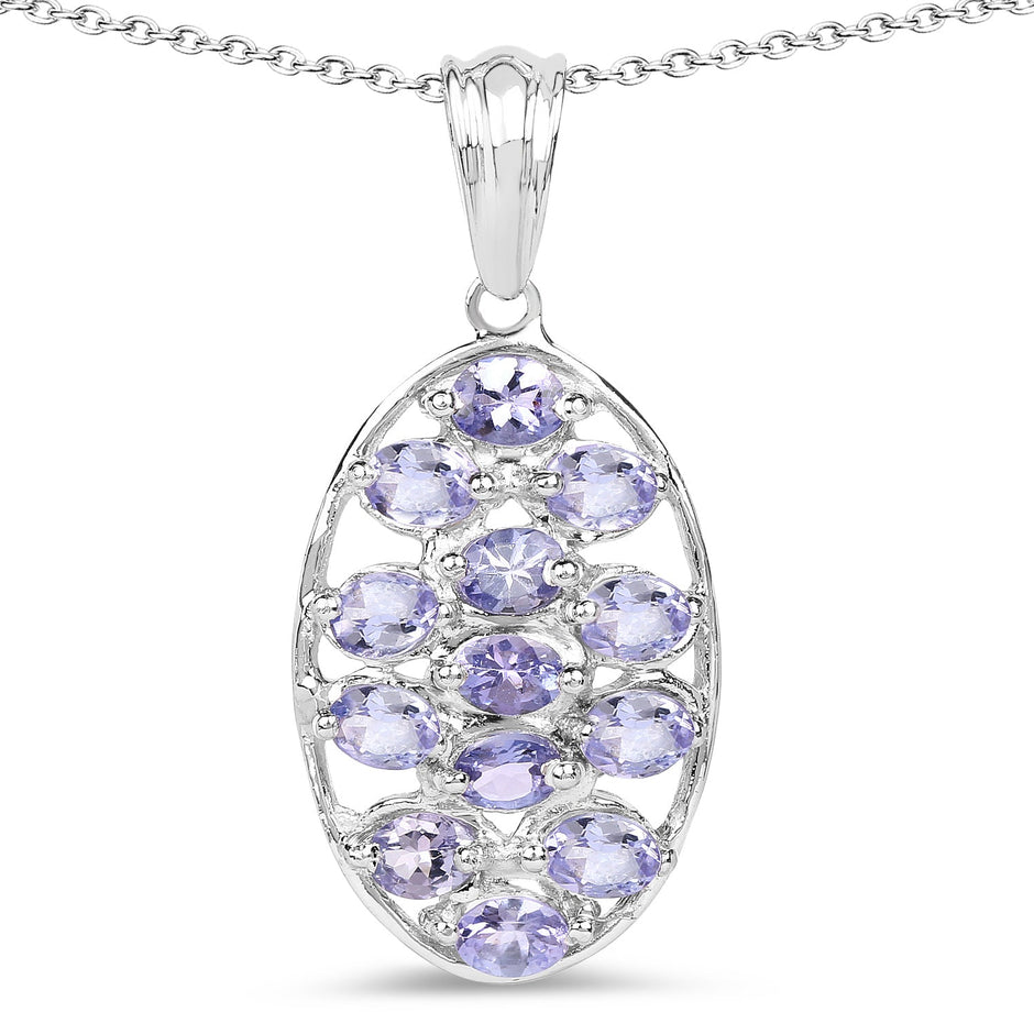 2.21 Carat Genuine Tanzanite .925 Sterling Silver Pendant