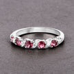 0.64 Carat Genuine Pink Tourmaline and White Topaz .925 Sterling Silver Ring