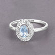0.44 Carat Genuine Aquamarine and White Diamond 14K White Gold Ring
