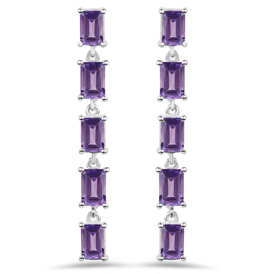 5.50 Carat Genuine Amethyst .925 Sterling Silver Earrings