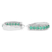3.42 Carat Genuine Emerald and White Diamond .925 Sterling Silver Earrings