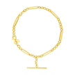 14k Yellow Gold 7 1/5 inch Alternating Oval and Round Chain Bracelet with Toggle