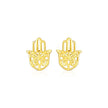14k Yellow Gold Polished Hand of Hamsa Post Earrings