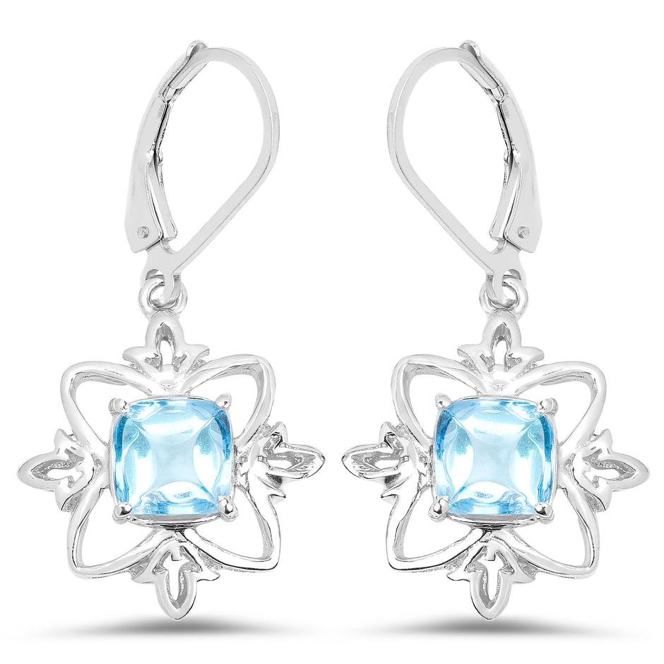 5.30 Carat Genuine Swiss Blue Topaz .925 Sterling Silver Earrings