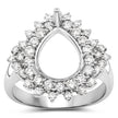0.89 Carat Genuine White Diamond 14K White Gold Semi Mount Ring - holds 11x9mm Pear Gemstone