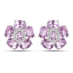 18K White Gold Plated 7.74 Carat Genuine Pink Amethyst and White Topaz .925 Sterling Silver Earrings