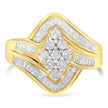 10K Yellow Gold over .925 Sterling Silver Diamond Bypass Cluster Ring (1 Cttw, I-J Color, I2-I3 Clarity) - Size 6
