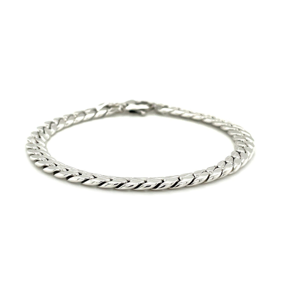14K White Gold Cuban Link Bracelet