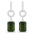 2.28 Carat Genuine Green Tourmaline and White Diamond 14K White Gold Earrings