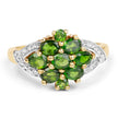 14K Yellow Gold Plated 1.26 Carat Genuine Chrome Diopside .925 Sterling Silver Ring