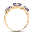14K Yellow Gold Plated 1.20 Carat Genuine Tanzanite and White Topaz .925 Sterling Silver Ring
