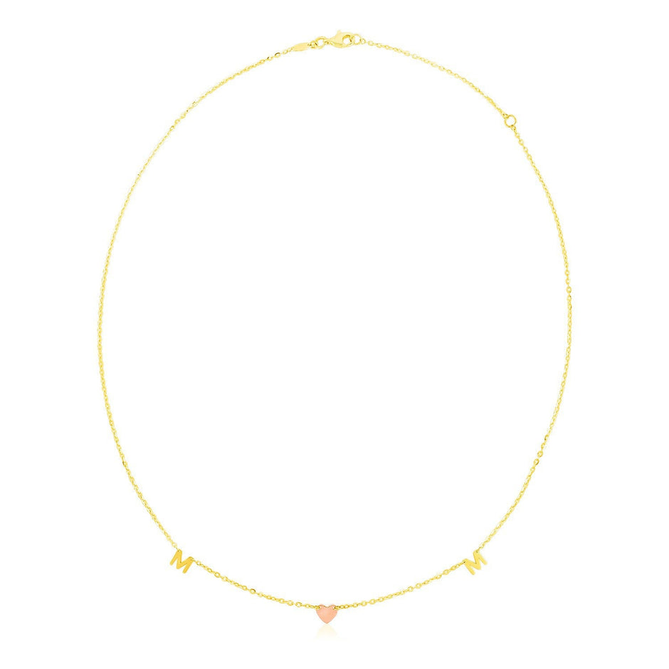 14k Yellow and Rose Gold Mom Necklace