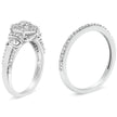.925 Sterling Silver 1/3 Cttw Diamond 7 Stone Cluster and Halo Engagement Ring and Wedding Band Set (I-J Color, I1-I2 Clarity) - Size 7