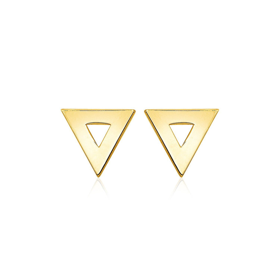 14k Yellow Gold Polished Open Triangle Post Earrings