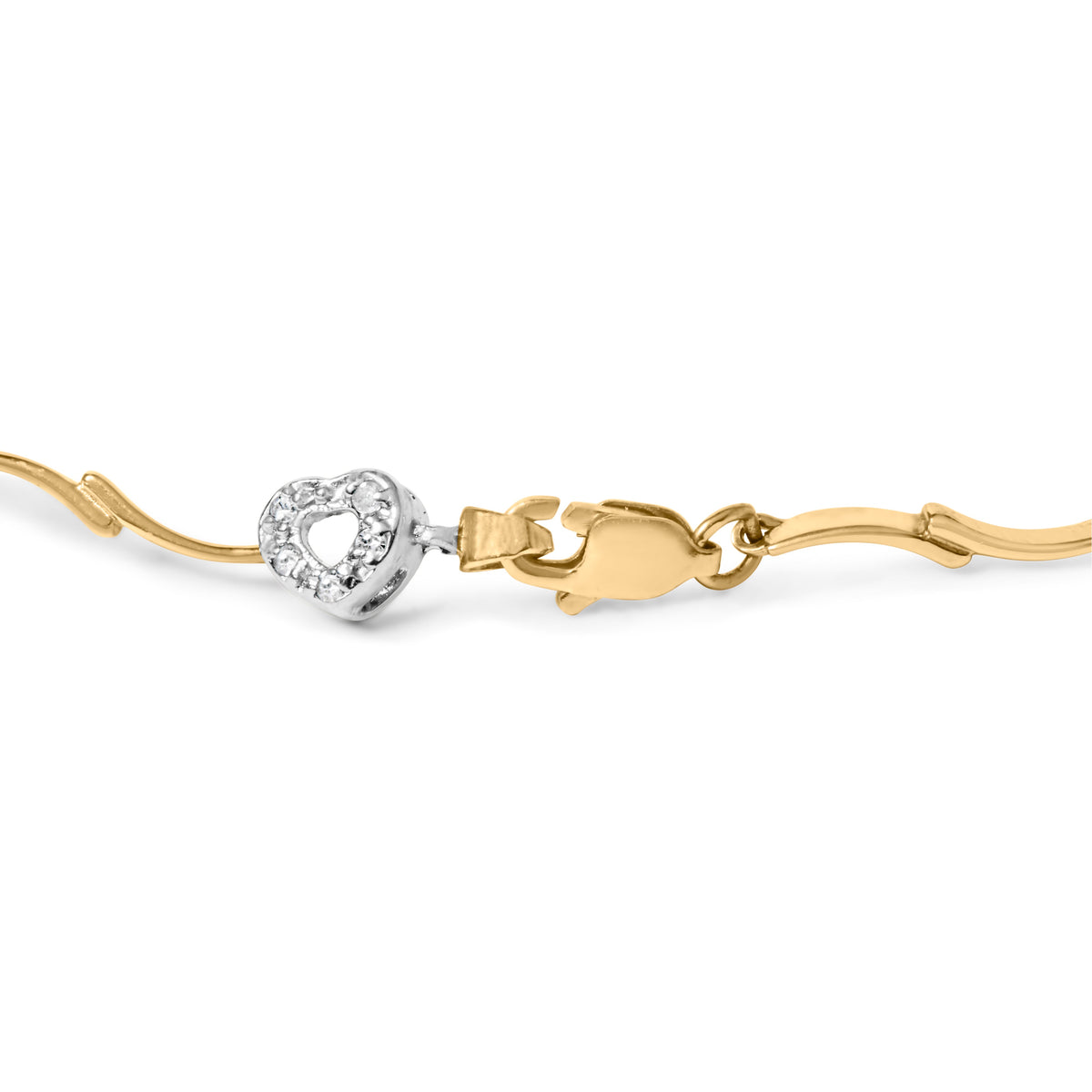 10k Two-Tone Gold 1/3 Cttw Diamond Pave Set Heart S-Link 7.25