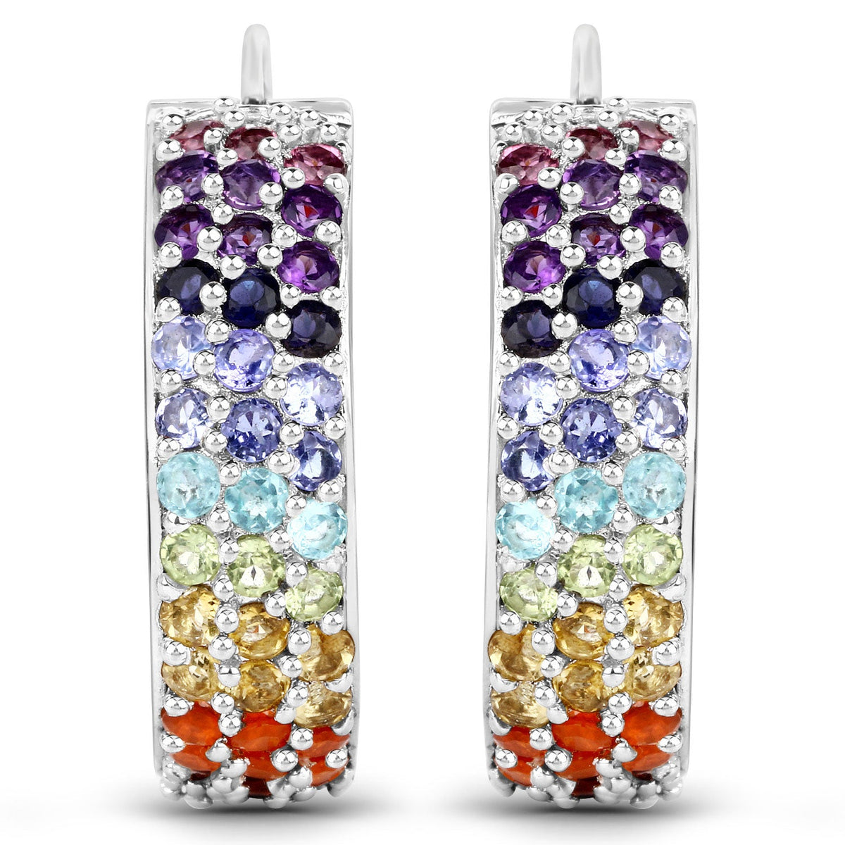 8.79 Carat Genuine Multi Stones .925 Sterling Silver Earrings