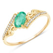 0.51 Carat Genuine Zambian Emerald and White Diamond 14K Yellow Gold Ring