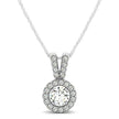 Round Pendant with Split Bail and Diamond Halo in 14k White Gold (3/4 cttw)