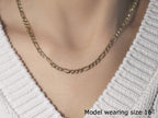 3.8mm 14k Yellow Gold Solid Figaro Chain