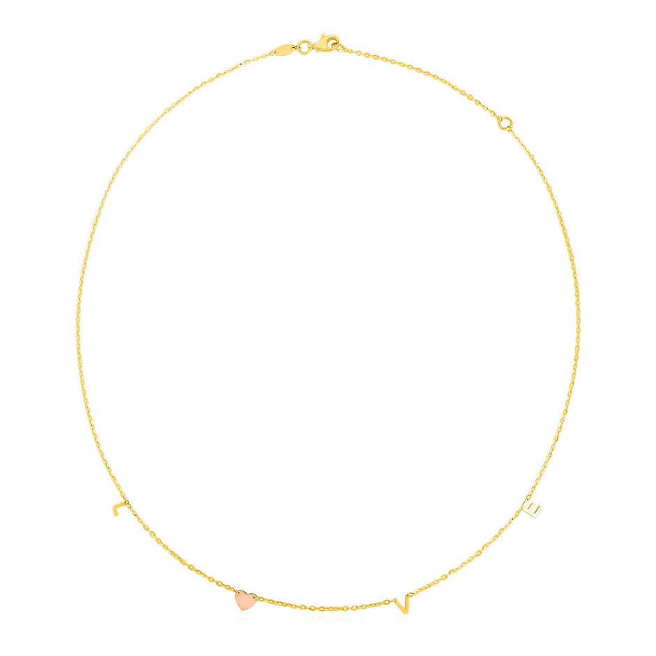14k Two Tone Gold Love Necklace