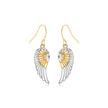 Two-Tone Wing Drop Earrings in 10K Gold