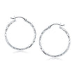 14k White Gold Diamond Cut Hoop Earrings
