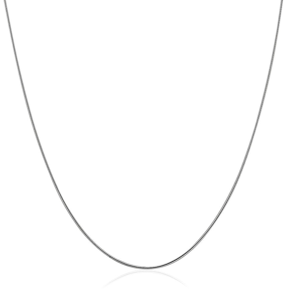 14k White Gold Thin Motif Round Omega Necklace