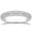 14k White Gold Triple Multi-Row Micro- Pave Diamond Wedding Ring Band