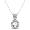 Round Pendant with Split Bail and Diamond Halo in 14k White Gold (3/4 cttw)