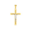 14k Two Tone Gold High Polish Diamond Cut Cross Pendant