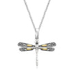 18k Yellow Gold and Sterling Silver Pendant in a Dragonfly Design