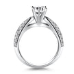 14k White Gold Cathedral Double Row Pave Diamond Engagement Ring