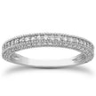 14k White Gold Fancy Pave Diamond Milgrain Textured Wedding Ring Band