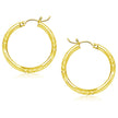 14k Yellow Gold Diamond Cut Hoop Earrings (25mm)