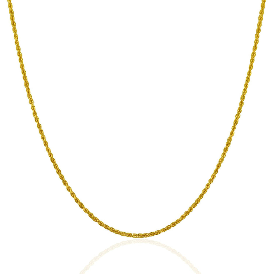 14k Yellow Gold Solid Rope Chain 1.25mm