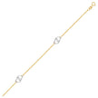 14k Two Tone Gold Entwined Heart Stationed Anklet