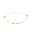 14k Two Tone Gold Entwined Heart Stationed Anklet