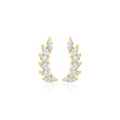 14k Yellow Gold Leaf Motif Climber Post Earrings with Marquise Cubic Zirconias