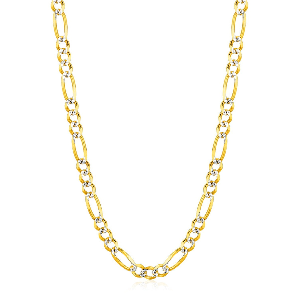 6.0mm 14K Yellow Gold Solid Pave Figaro Chain