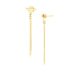14k Yellow Gold Modern Disc and Bar Drop Earrings